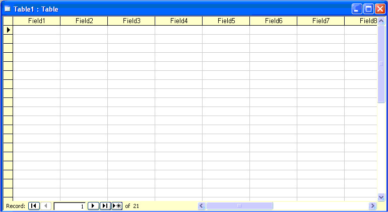 Creating a Table in Datasheet View